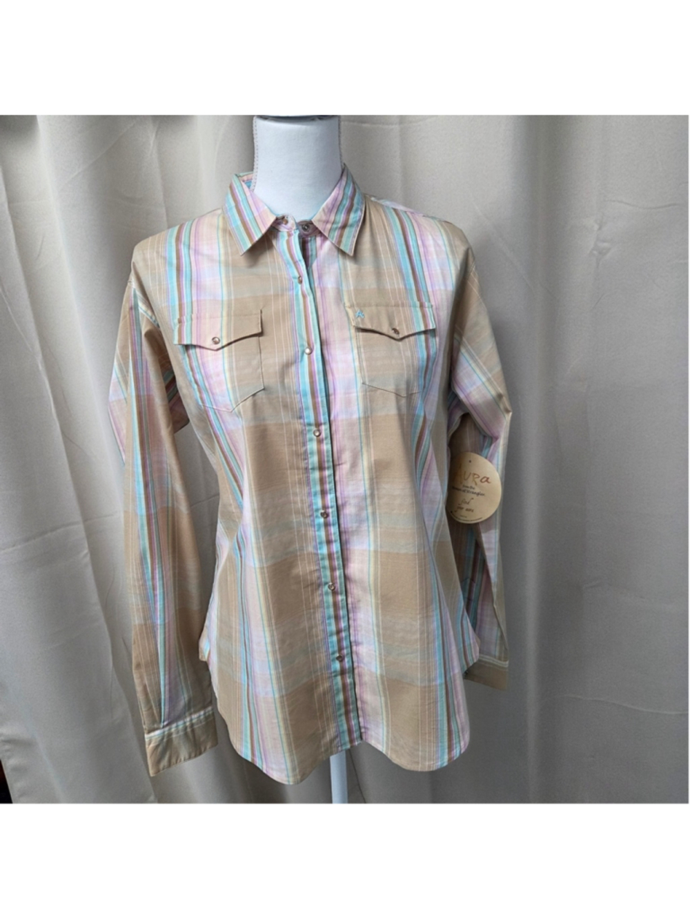 NWT Wrangler Aura Women's Multicolor Button Down Shirt Size L